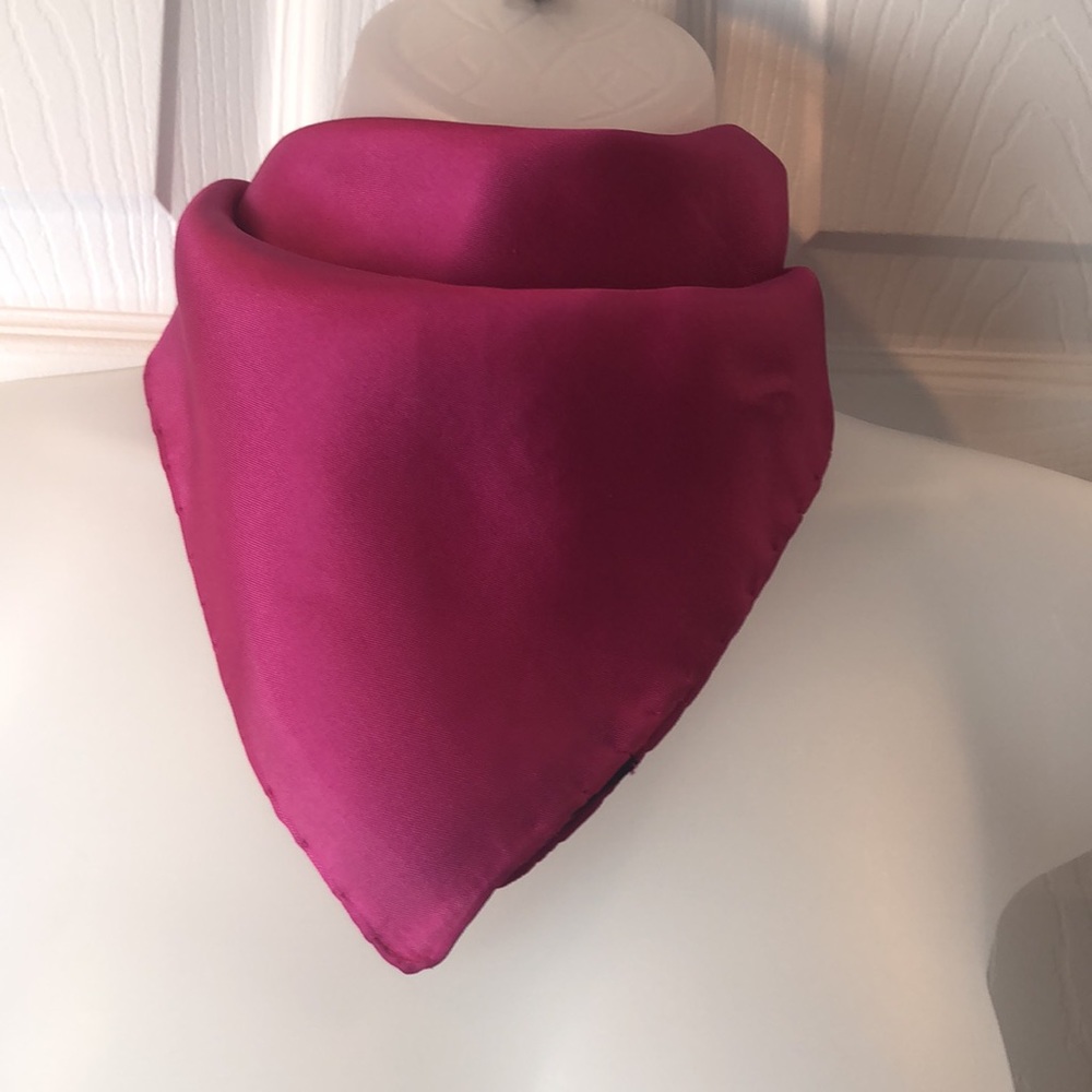 VTG Retro R.N. 14957 Square Italian Silk Scarf by Dumont Magenta